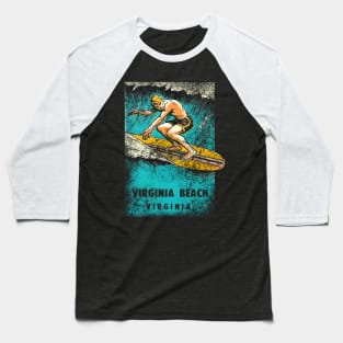 Virginia Beach Vintage Surfing Baseball T-Shirt